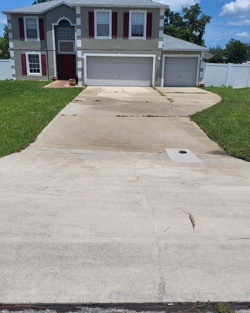 Driveway after cleaning by H&S Home Services